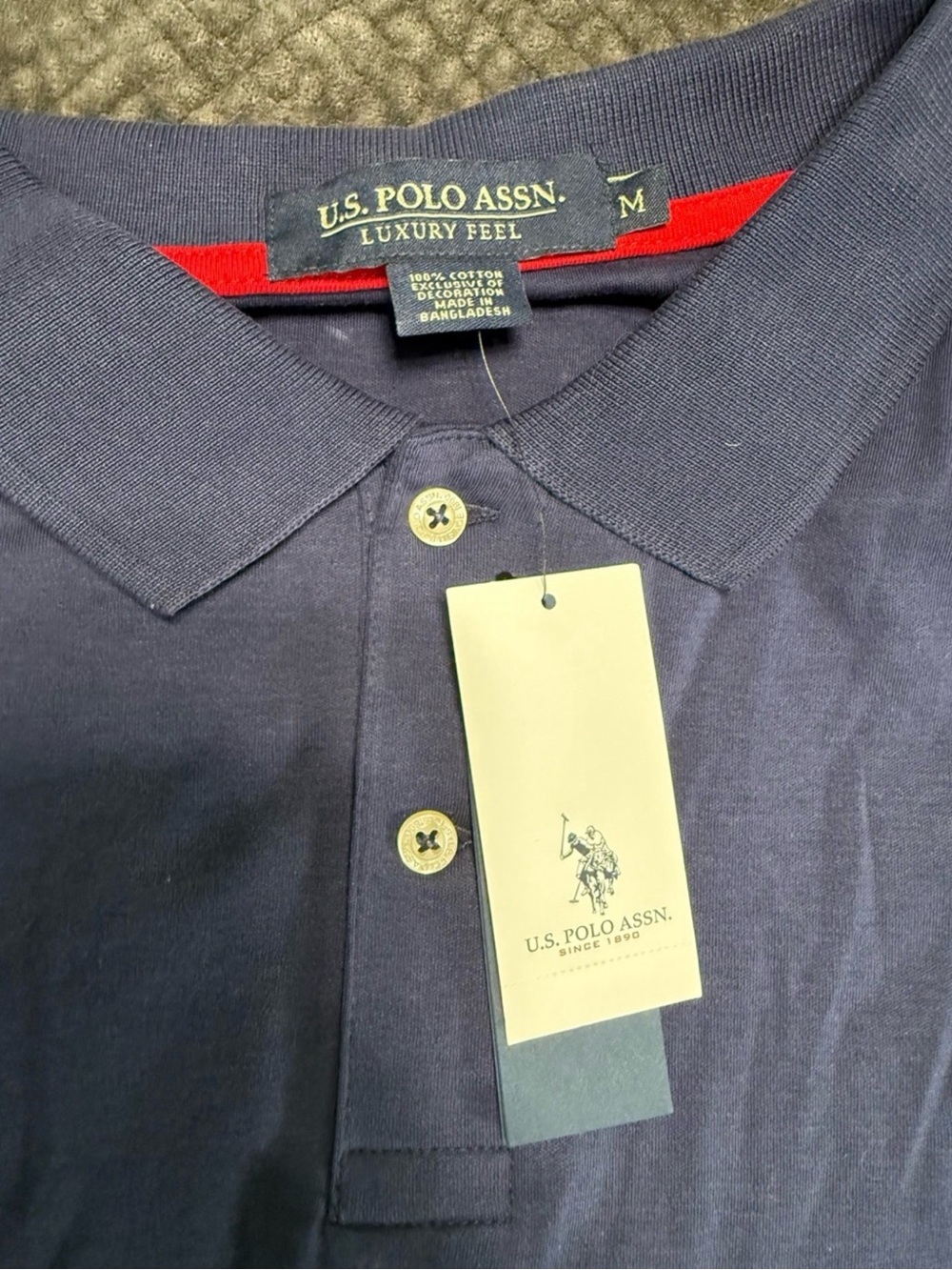 U.S. Polo Assn. Men’s Navy Blue Polo with Contrast Red Trim